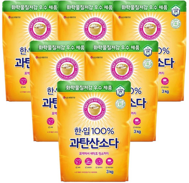 테크 한입 과탄산소다 담은 표백제 3kg 6개