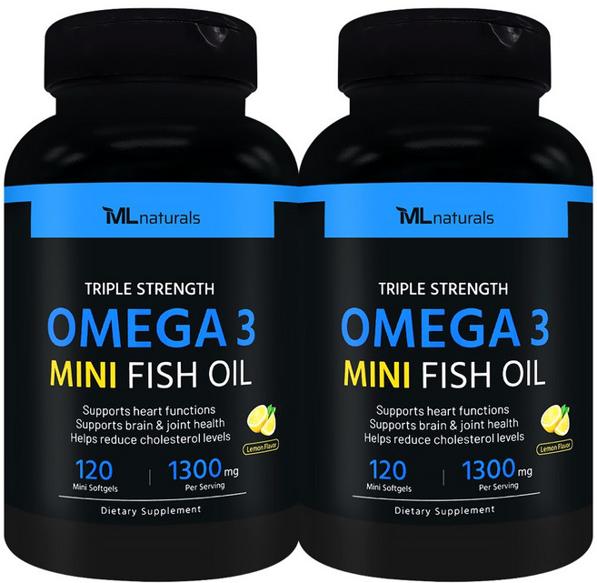 [미국빠른직구] 신제품 마이라이프 내추럴스 오메가3 미니 피시 오일 1300mg, 120정, 2개
