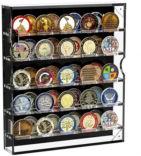 GMZZ 코인 메달 거치대 보관함 거치대, 1개, 블랙배경 26x30x5