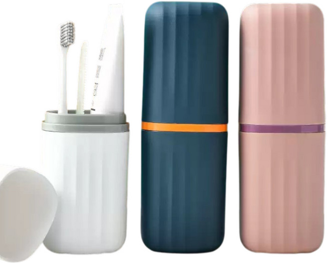 바이트 여행용 휴대용 칫솔통 양치컵 겸용 칫솔 치약 케이스 세면도구 보관함, 혼합, 3개