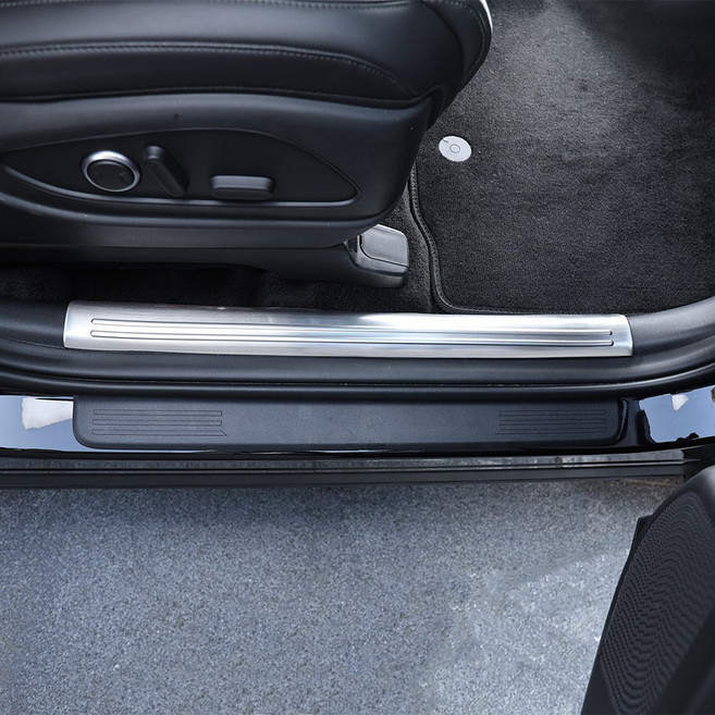 카스타 호환 디올뉴 팰리세이드 풀체인지 도어스커프 커버 튜닝 용품 기스방지 실버 블랙 몰딩, [실버] 1열 도어스커프 커버 2P