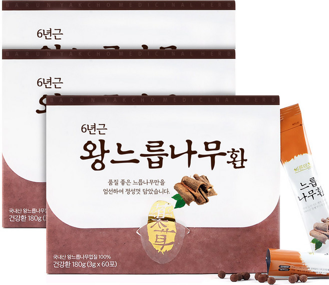 이너블릭 간편하게 느릅나무환 스틱 국내산 100%, 180g, 3개