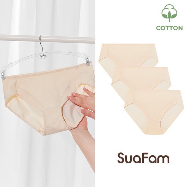 수아팜 주니어팬티 코튼 스판 임파선 팬티 3장 세트 (10대 아동 속옷 여아 여중생 초등 학생 청소년 삼각 3P)