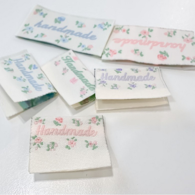 핸드메이드 봉제 의류 네임택 라벨 30개입, 1개, 플라워