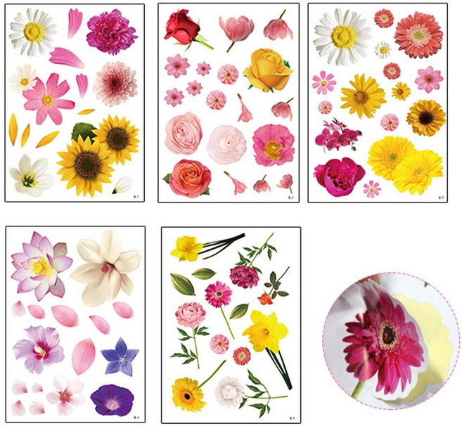 꽃스티커 봄 꽃잎 만들기 유치원 미술재료, 5매입