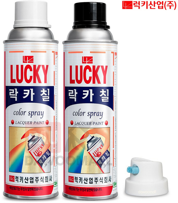 럭키 락카스프레이 (특수노즐 증정) 컬러페인트 금속 플라스틱 철재 가구 도색 유성페인트, 백무광색(310)+특수노즐1개증정, 420ml, 1개
