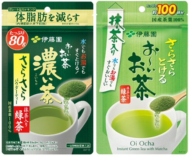 이토엔 오이오차 사라사라 말차 들어간 녹차 지퍼백 분말 80g+ 진한 녹차 지퍼백 분말 80g 총2팩, 80g