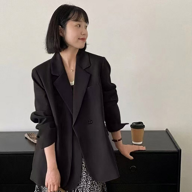 BIKASU 여성 캐주얼 싱글 정장 자켓 루즈핏 빅사이즈 오피스룩