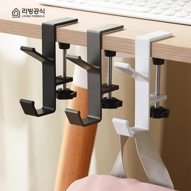 도도팩토리 무타공 2단 책상 가방걸이, 1개, 블랙