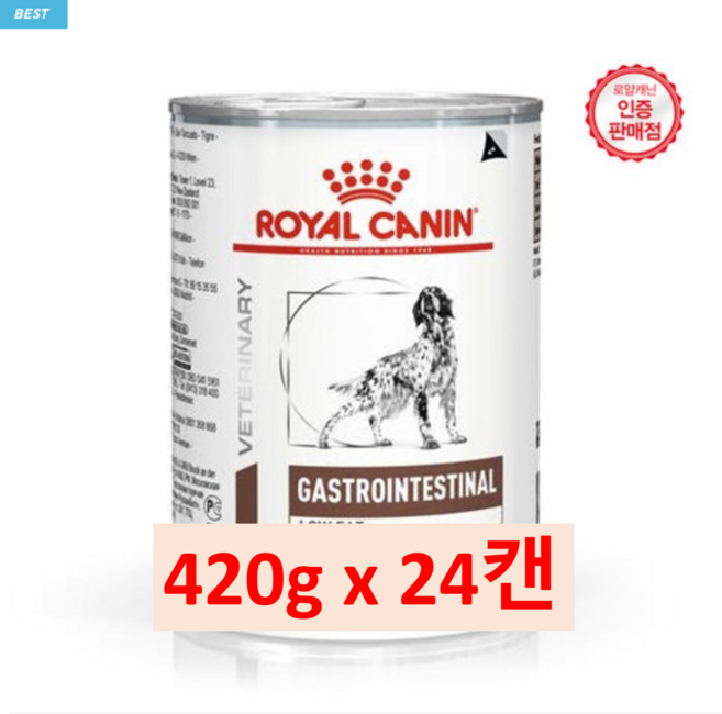 로얄캐닌 독 가스트로인테스티널 로우펫 캔 420g X 12캔 세트, 24개, 닭+오리
