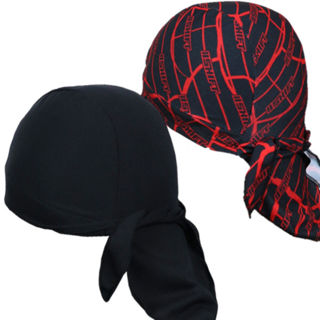 프로그 1+1 국산 머리두건 여름 쿨 두건 자전거 스포츠 남자 헤어 메쉬 두건, 검정색, SH-블랙 레드., 2개