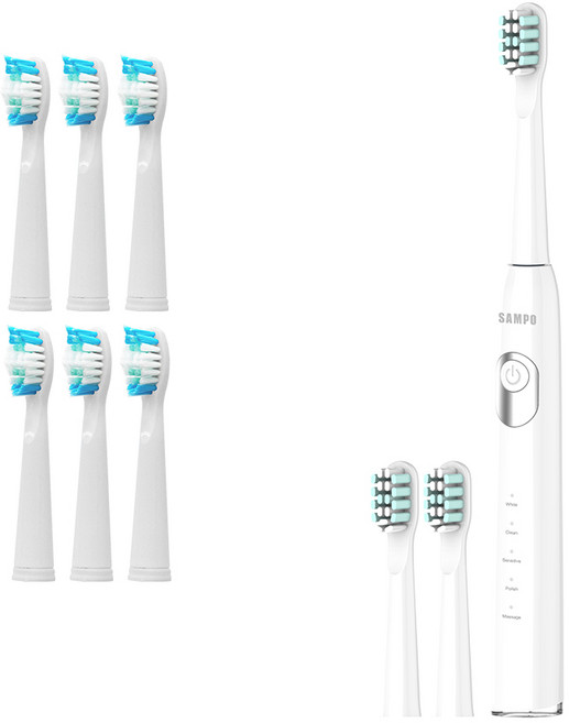 SAMPO聲寶 TB-Z23U1L 音波震動牙刷 附9刷頭, 象牙白+刷頭, 1個, 1814TWH*6+23U1W