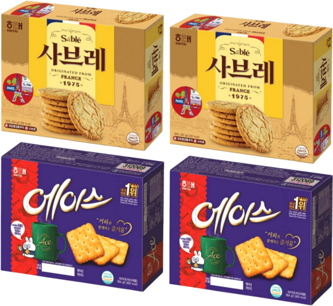해태 사브레 252g 2개 + 에이스 364g 2개 혼합세트
