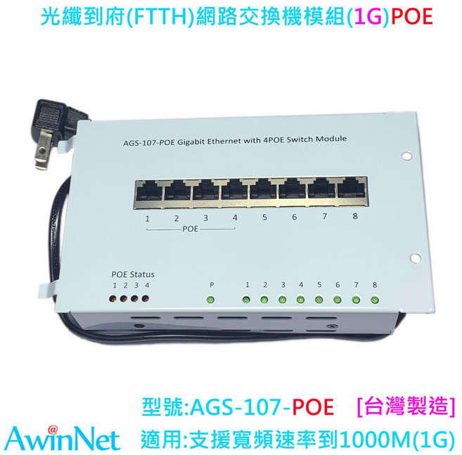 AwinNet 網路交換機模組 支援POE供電與1000M千兆傳輸, 1個