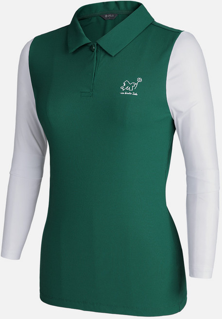 [투엘라] 여성 긴팔 카라 티셔츠_러블리샷 냉감 골지 원단 골프 아웃도어 카라티