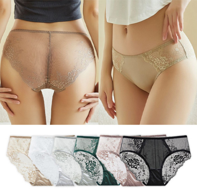 PARANKC 여성 레이스 노라인 데일리 섹시팬티 6종 세트