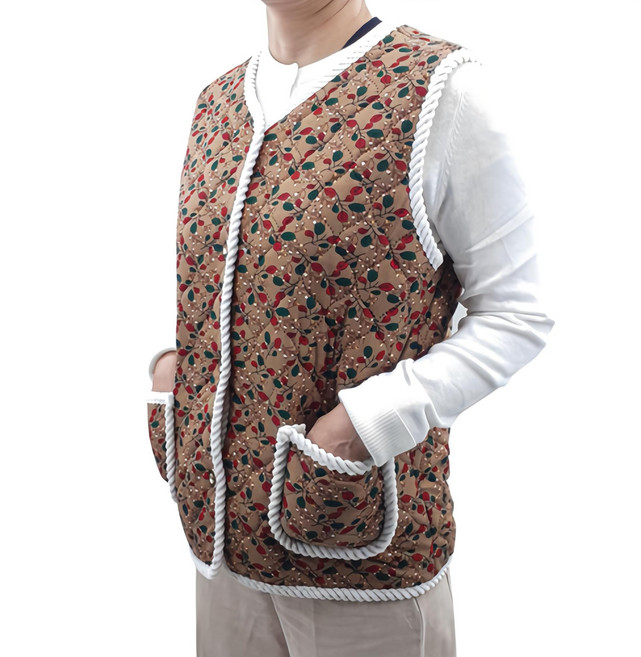 AONE FASHION 花朵口袋絎縫防寒醃泡菜背心