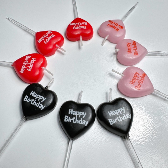 데일리어썸 레터링 하트 초 생일초 파티초, 핑크(5개입), 1개