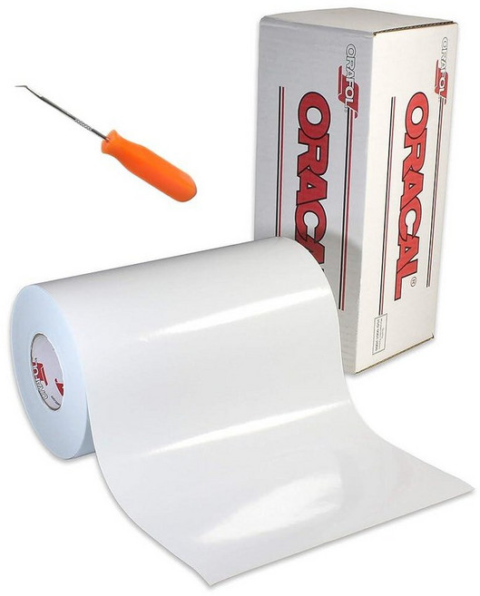 ORACAL Roll of Glossy White 651 영구 접착 뒷면 비닐 공예 커터 펀치 및 비닐 사인 커터용(30.5cm x 6.1m(12인치 x 20피트) 제초기