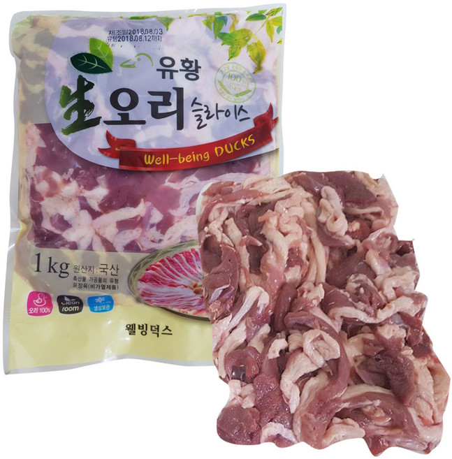 국내산 오리로스 오리슬라이스 냉장신선제품 1kg, 1세트, 1. 생오리 슬라이스 1kg