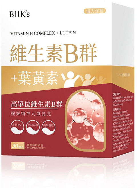 BHK's 維生素B群+葉黃素錠, 1個, 30顆
