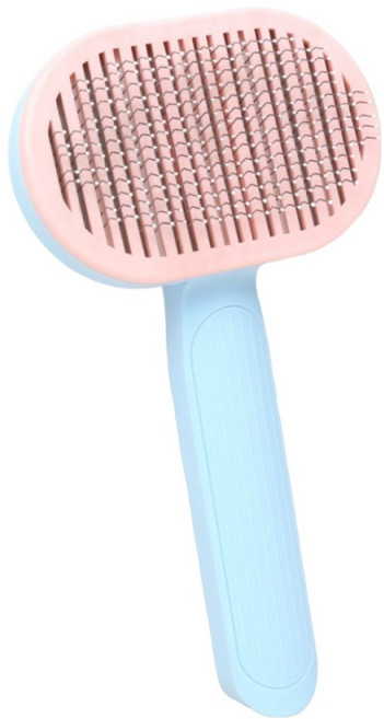 애틱트 귀여운 원터치 반려동물 빗 브러쉬, 핑크블루, 1개