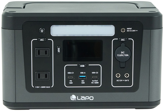 LaPo 500W 儲能行動電源 579Wh 大容量 純淨弦波輸出 支援PD 100W 快充, 黑, LaPO 500W 攜帶式儲能快充行動電源 LPB-500G