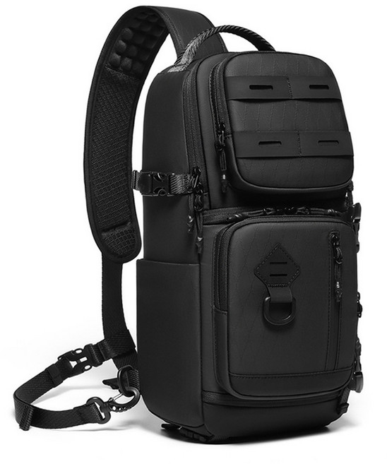 멀티포켓 카메라 슬링백 렌즈 수납 방수 크로스백 촬영 가방, 블랙, 1개