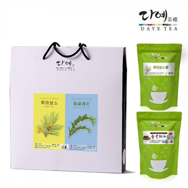 [본사직영] 다예 100잔용 무카페인 차 선물세트 루이보스차+둥굴레차, 2세트, 100개입