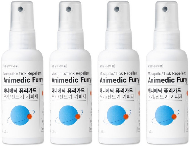 퓨리가드 강아지 진드기 퇴치제 모기 기피제 산책 스프레이, 4개, 50ml, 투명