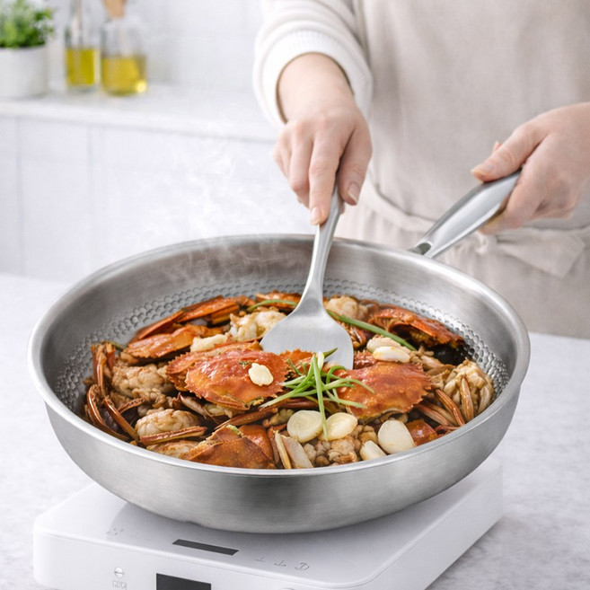 스피세프 티타늄 함유 316 스텐 후라이팬 무코팅 망치무늬 프라이팬, 1개, 22cm