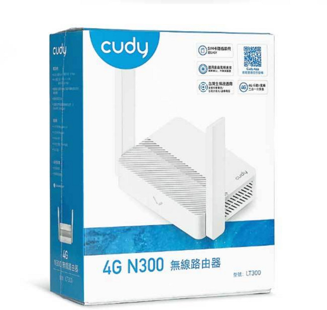 cuby LT300 4G N300 無線路由器 行動網路分享器 SIM卡支援, 1個