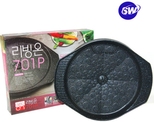 승원 물방울 원형구이팬(리빙온-701P) 구이판 삼겹살팬 로스터팬 고기불판 그릴 불고기판, 1개
