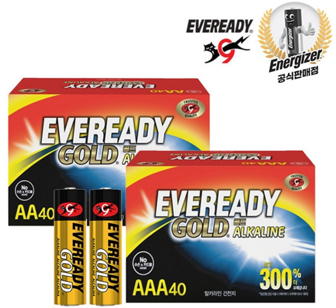 에너자이저 에버레디 골드 알카라인 건전지 AA 또는 AAA40알, 에버레디 AA 40알