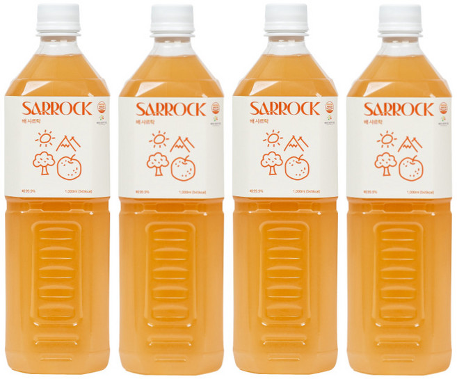 1L대용량 100프로 NFC 착즙주스 배 샤르락 물 한 방울도 넣지 않은 배즙 HACCP, 4개, 1L