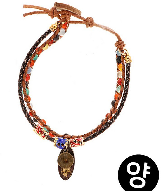 가죽팔찌 양띠 기원 행운팔찌 불교