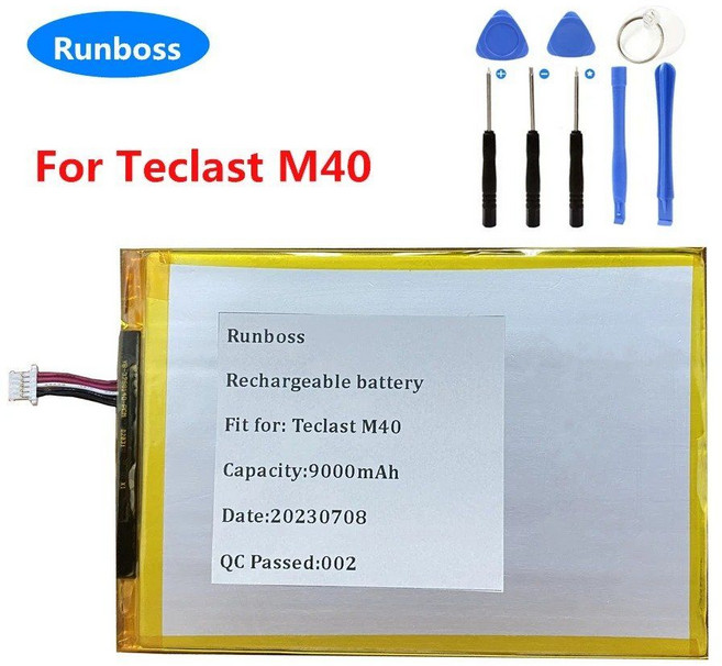 Teclast M40 용 고용량 리튬 폴리머 배터리 30100140 Teclast M40-EEA 태블릿 PC 노트북용 5 선 플러그 포함 3.8V 9000mAh 신제품, 한개옵션0