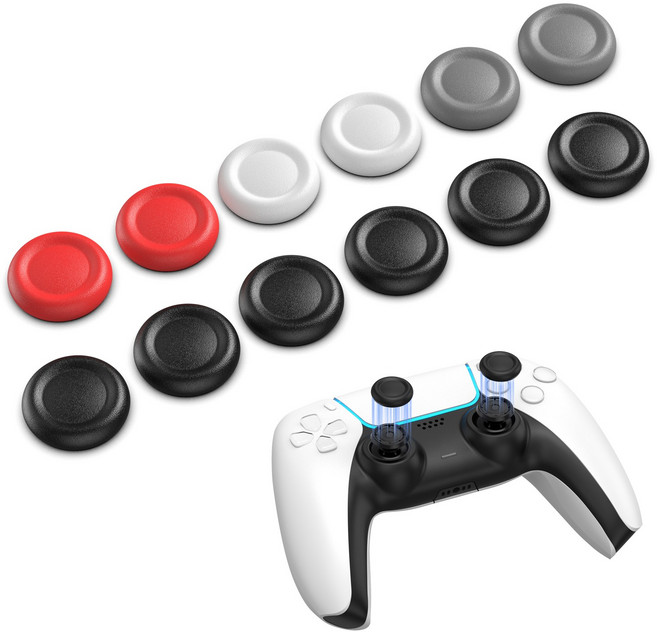 이이네 PS5 듀얼센스 컨트롤러 조이스틱 교체 캡 12p 세트 플스4 플스5 컨트롤러 교체용 스틱커버, 1세트, 스틱캡 12개입, L1256