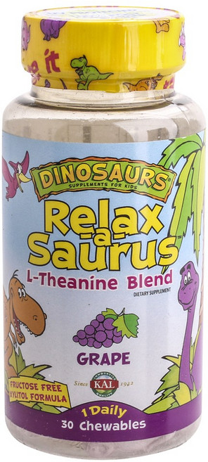 Kal 休閒小恐龍L-茶胺酸配方錠, 30顆, 1罐