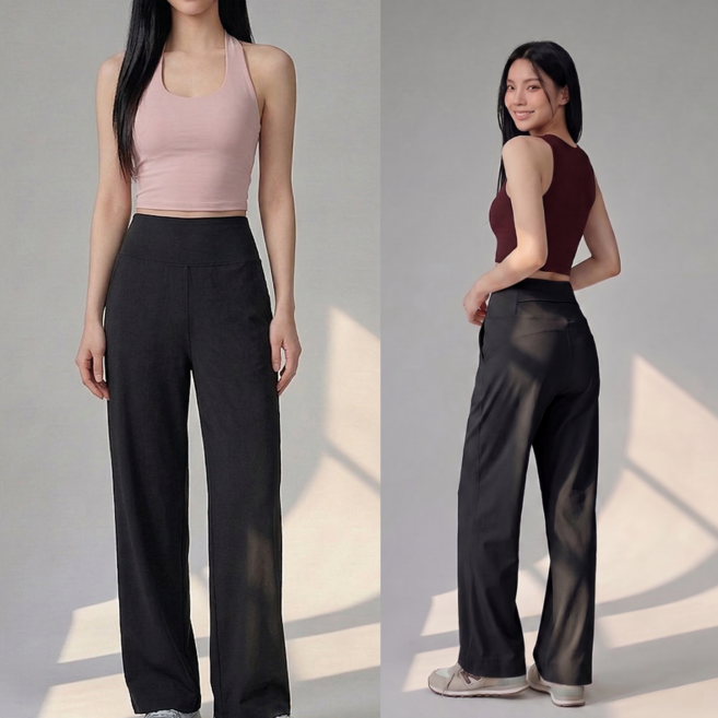 미사813 여성 요가바지 필라테스 운동복 바지 폰주머니 하이웨스트 밴딩 와이드 부츠컷 레깅스