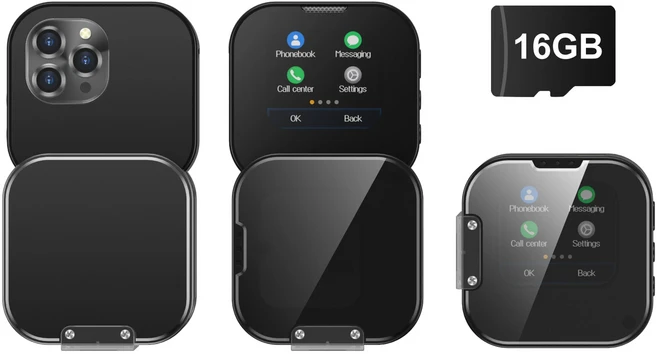 SERVO R18Pro 회전 스크린 미니 휴대폰 손전등 매직 보이스 2.4 인치 단추 슬라이더 휴대폰 듀얼 SIM 대, 16GB, 03 black N 16GB TF card