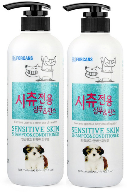 포켄스 시츄 전용 샴푸앤린스, 550ml, 2개