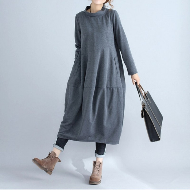 여성 봄 가을 긴팔 원피스 루즈핏 빅사이즈 바캉스 롱 원피스 데일리룩