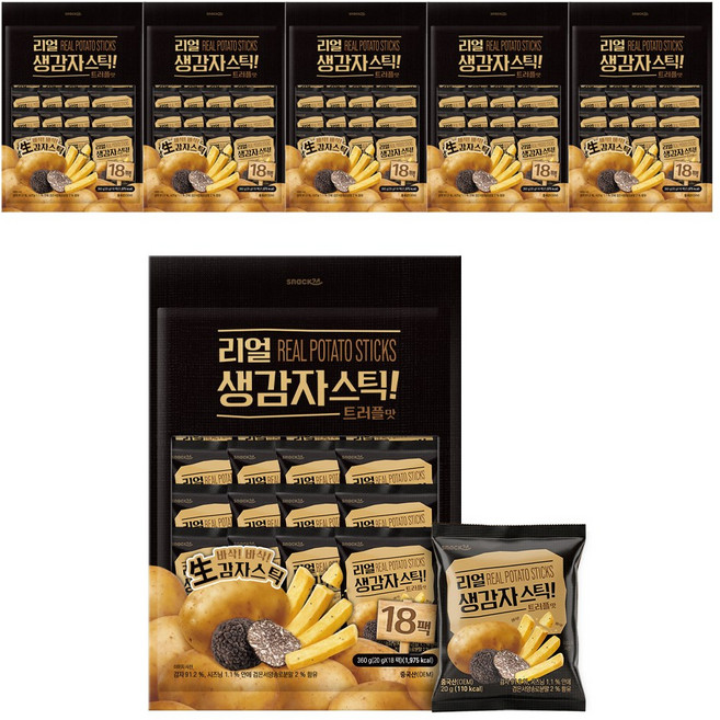 리얼생감자스틱 트러플맛 포테이토스낵 대용량 과자 360g, 6개