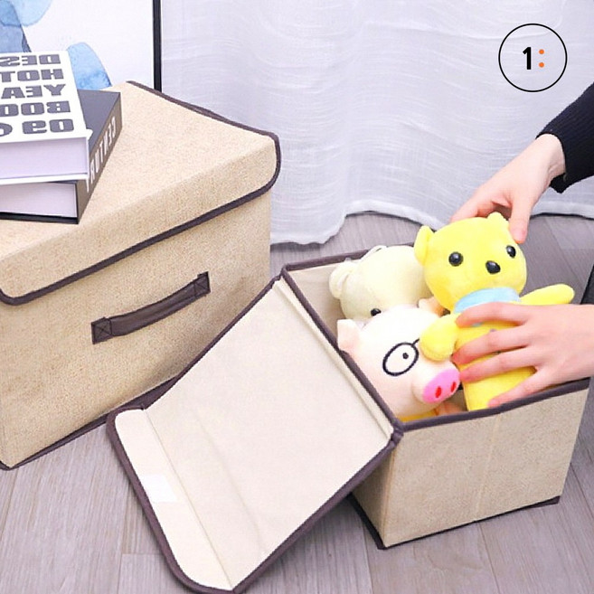 리빙박스 접이식 폴딩박스 플라스틱 펜트리 다용도 수납 정리함, 베이지, 1개