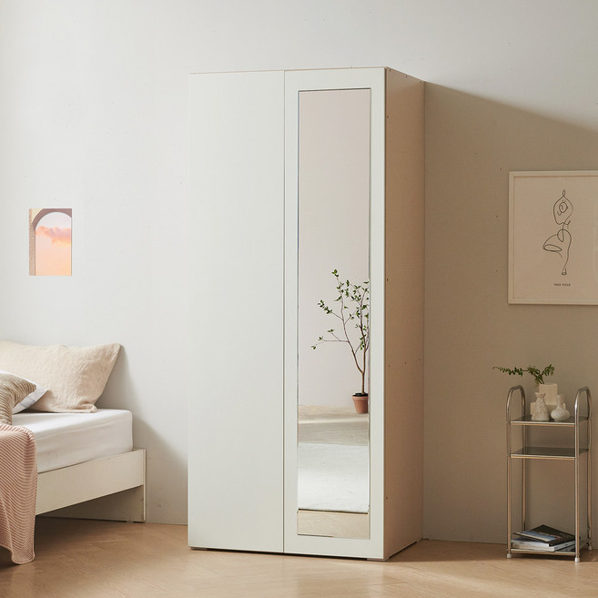 보루네오 마르체 이안 옷장, 화이트(이불장), 마르체 이안 800 거울 모듈 옷장 BKC702C