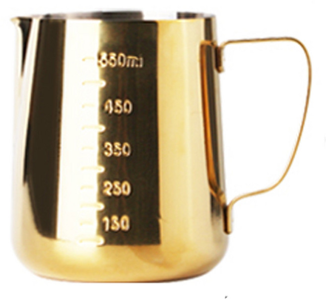 골드 스팀피쳐 우유스팀피쳐 600ml 눈금 피처 라떼아트 밀크저그 벨크리머, 1개