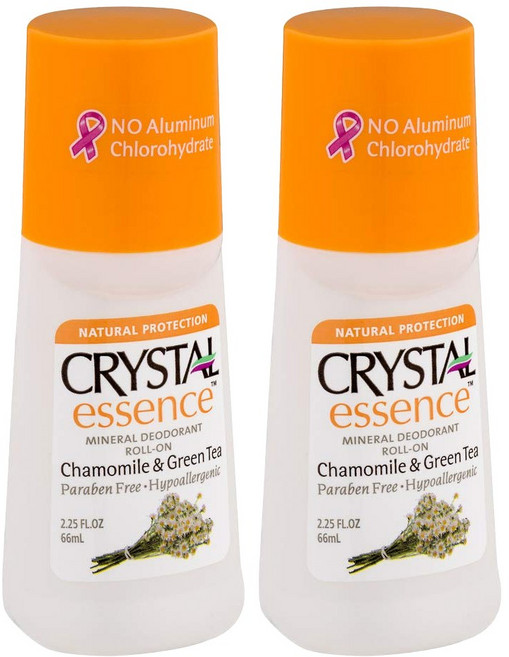 크리스탈 미네랄 데오도런트 롤 온 캐머마일 & 그린 티 향, 66ml, 2개
