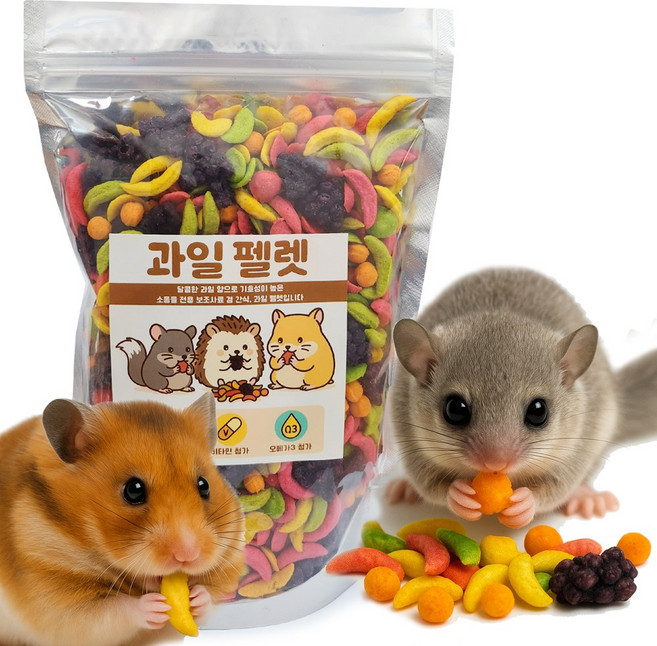 DQ 과일펠렛. 피그미다람쥐 햄스터 고슴도치 소동물용 이갈이 간식, 1개, 200g