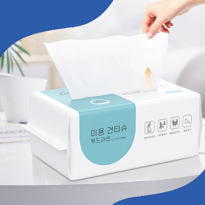 일회용 페이스타올 뷰티샵타올 순면 페이스타올 휴대용 여행용 건티슈 60매 보풀없는 클렌징티슈, 1세트